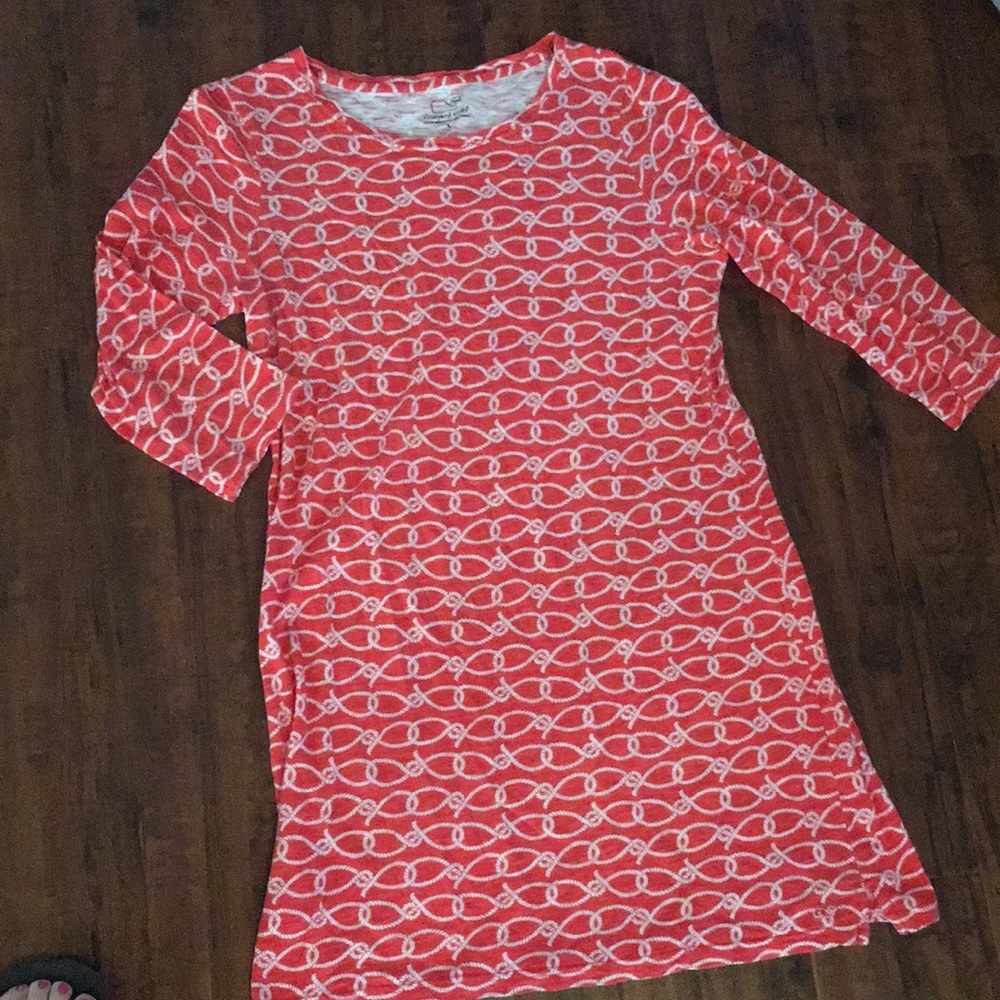 Red Vineyard Vines 3/4 Sleeve T-Shirt Dress